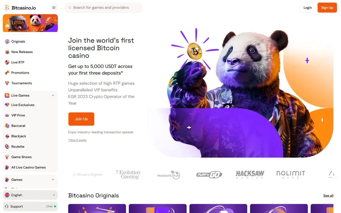 Captura de Bitcasino.io