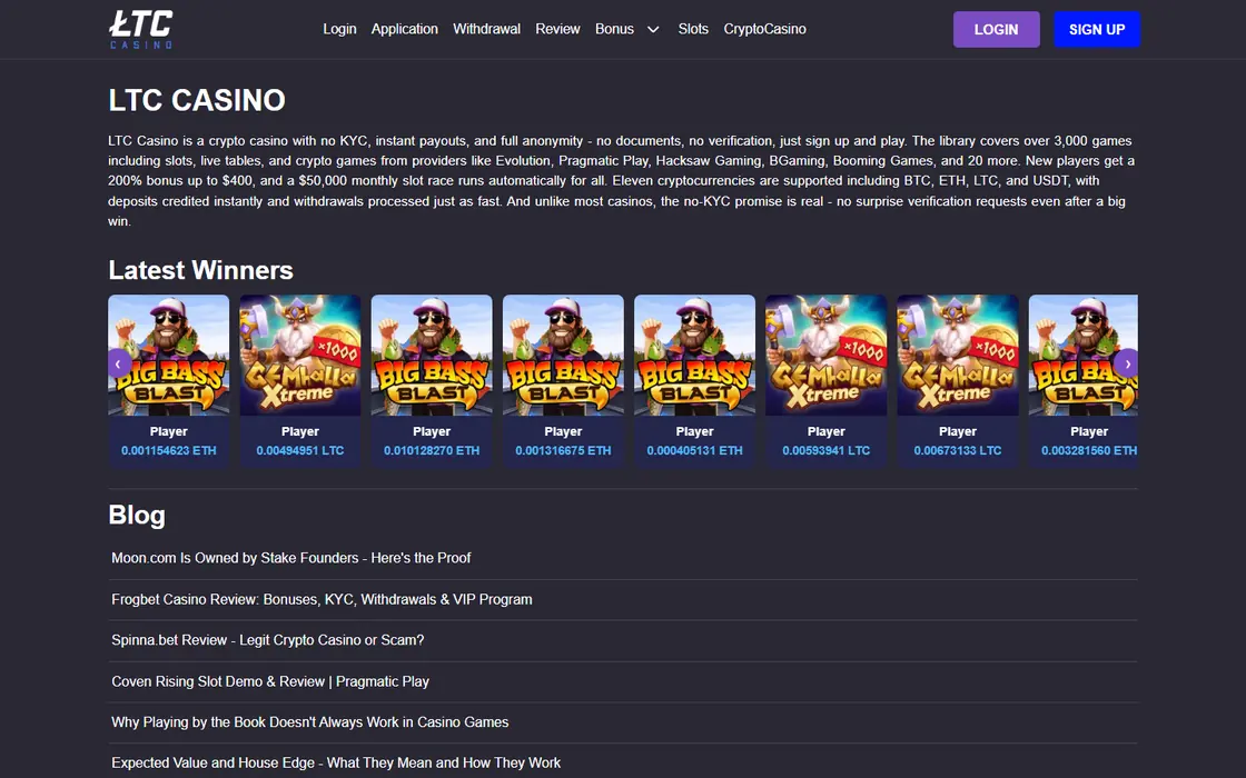 Captura de LTC Casino